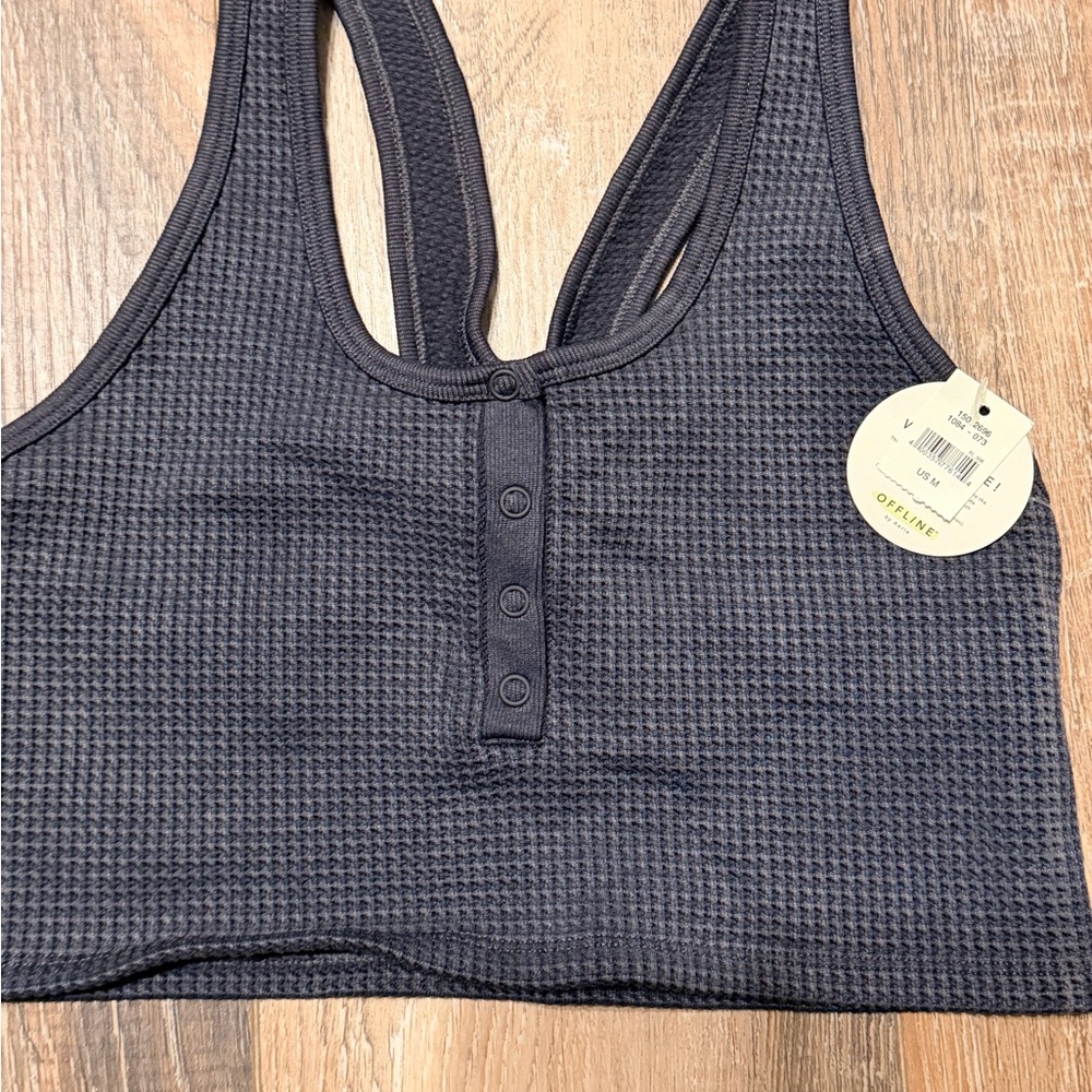 Aerie Charcoal Waffle Knit Sports Bra